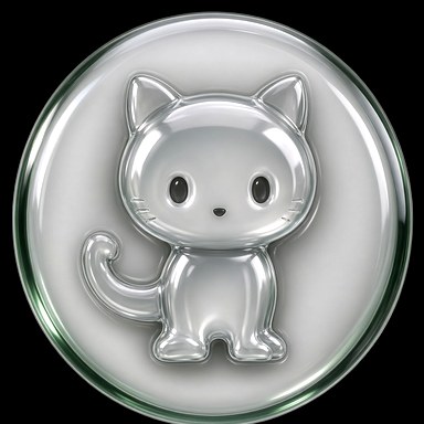 gitcat, a chrome cat with green eyes